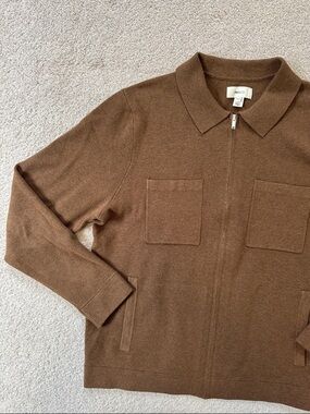 RW&Co Men's Full-Zip Soft Knit Collared Long Sleeve Sweater Brown SzM